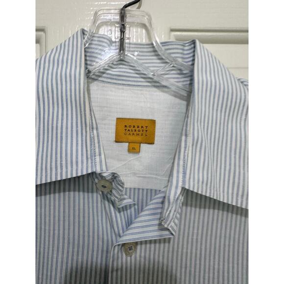 Robert Talbott Carmel Blue White Striped Long Sleeve Button Down Shirt Size L - Picture 3 of 5